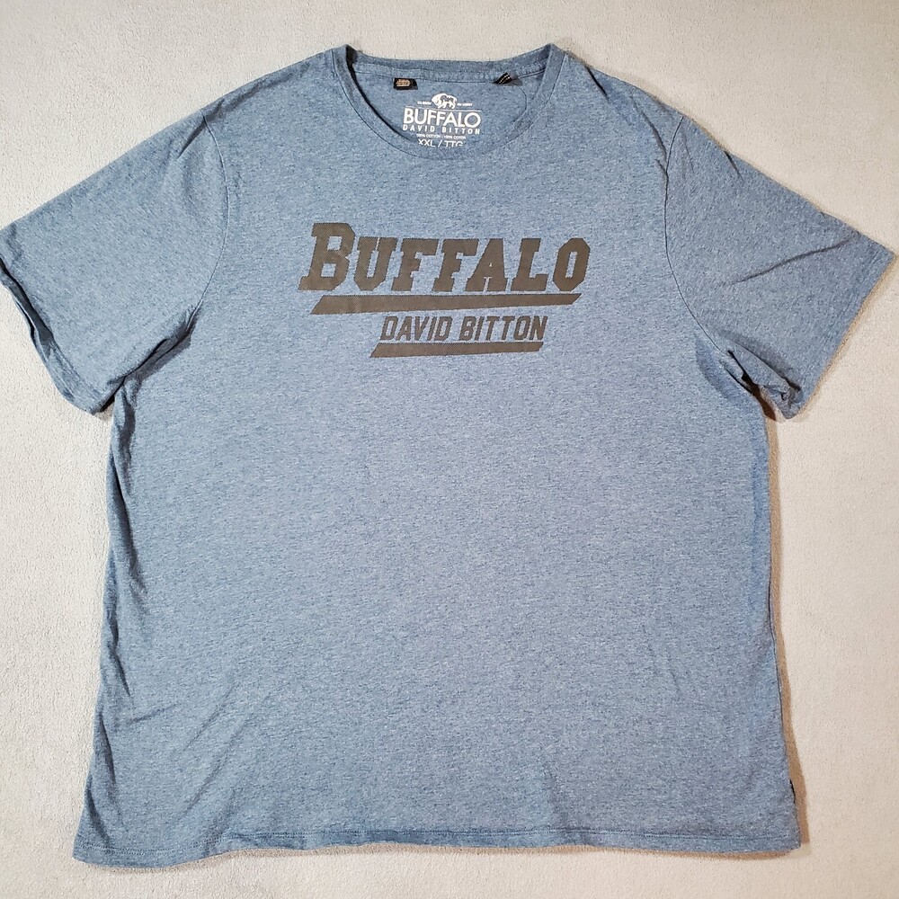 Buffalo David Bitton Shirt Mens 2XL Blue Short Sleeve Crew Neck Graphic Print